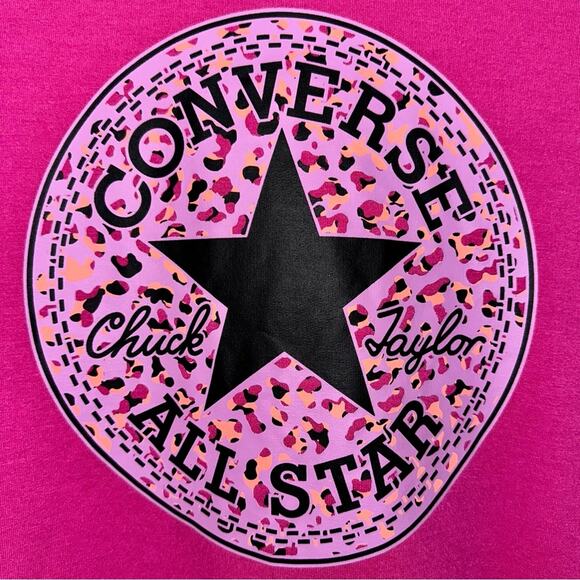 Converse x Clements Twins Girls Pink Color Block Printed Hoodie Size Small - Picture 7 of 14